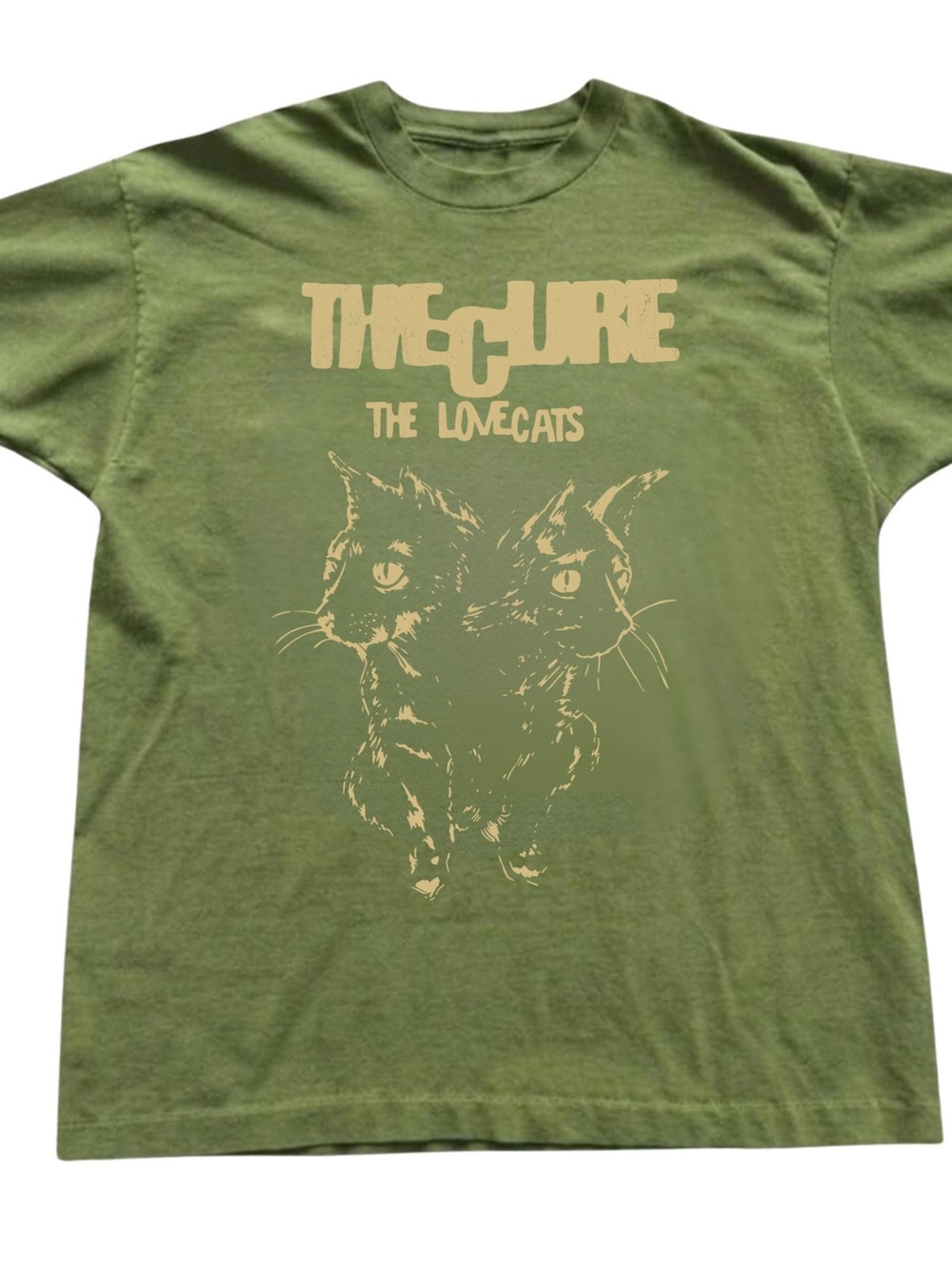 Gildan Olive Green The Cure 'The Lovecats' Graphic Tee, Gift For Her, for Him